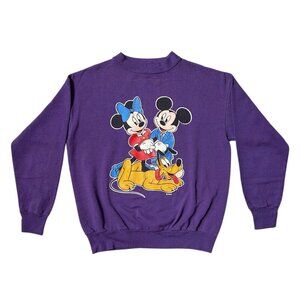 90s vintage Disney sweatshirt Mickey Minnie Mouse Pluto Purple Crewneck.